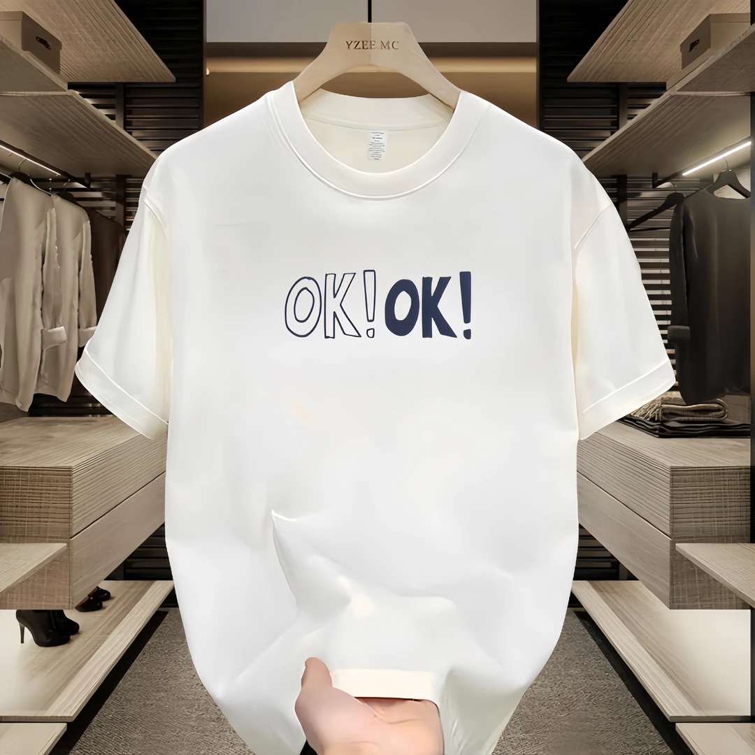 2024新款潮牌男士纯棉短袖t恤男圆领上衣潮牌简约潮流百搭穿搭ins