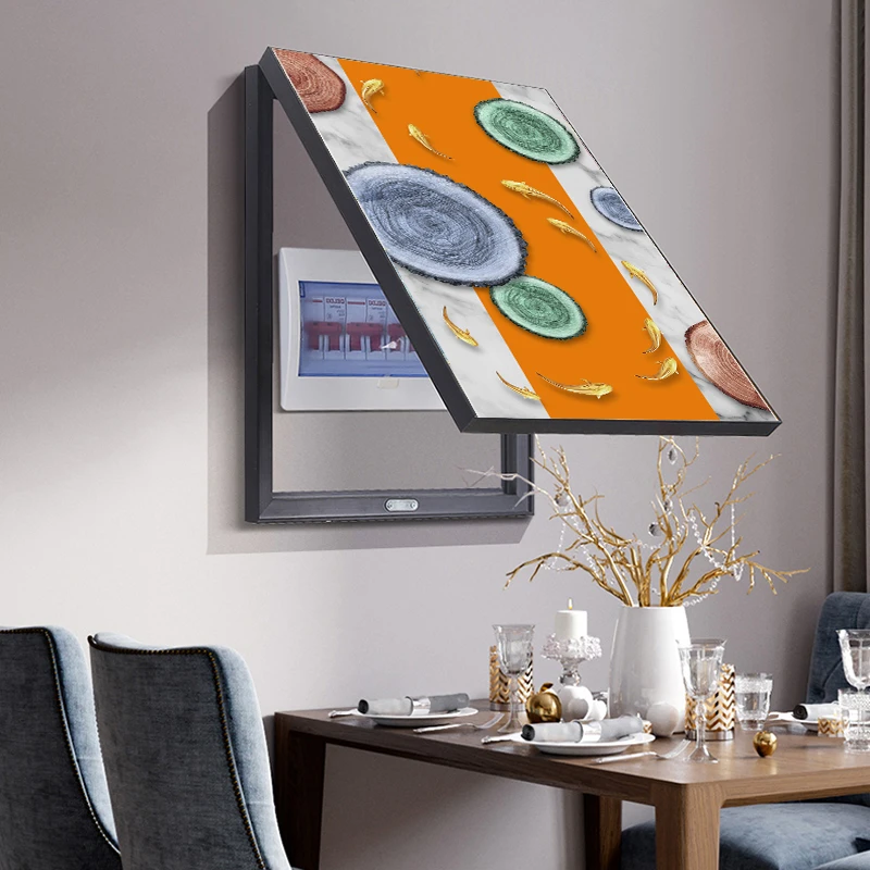 九鱼电闸箱装饰画免打孔电表箱餐厅客厅厨房新中式开关盒遮挡挂画