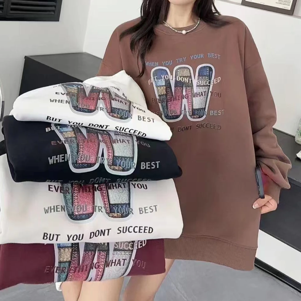 【现货秒发】女款重工W字母大款加绒卫衣 壹-827
