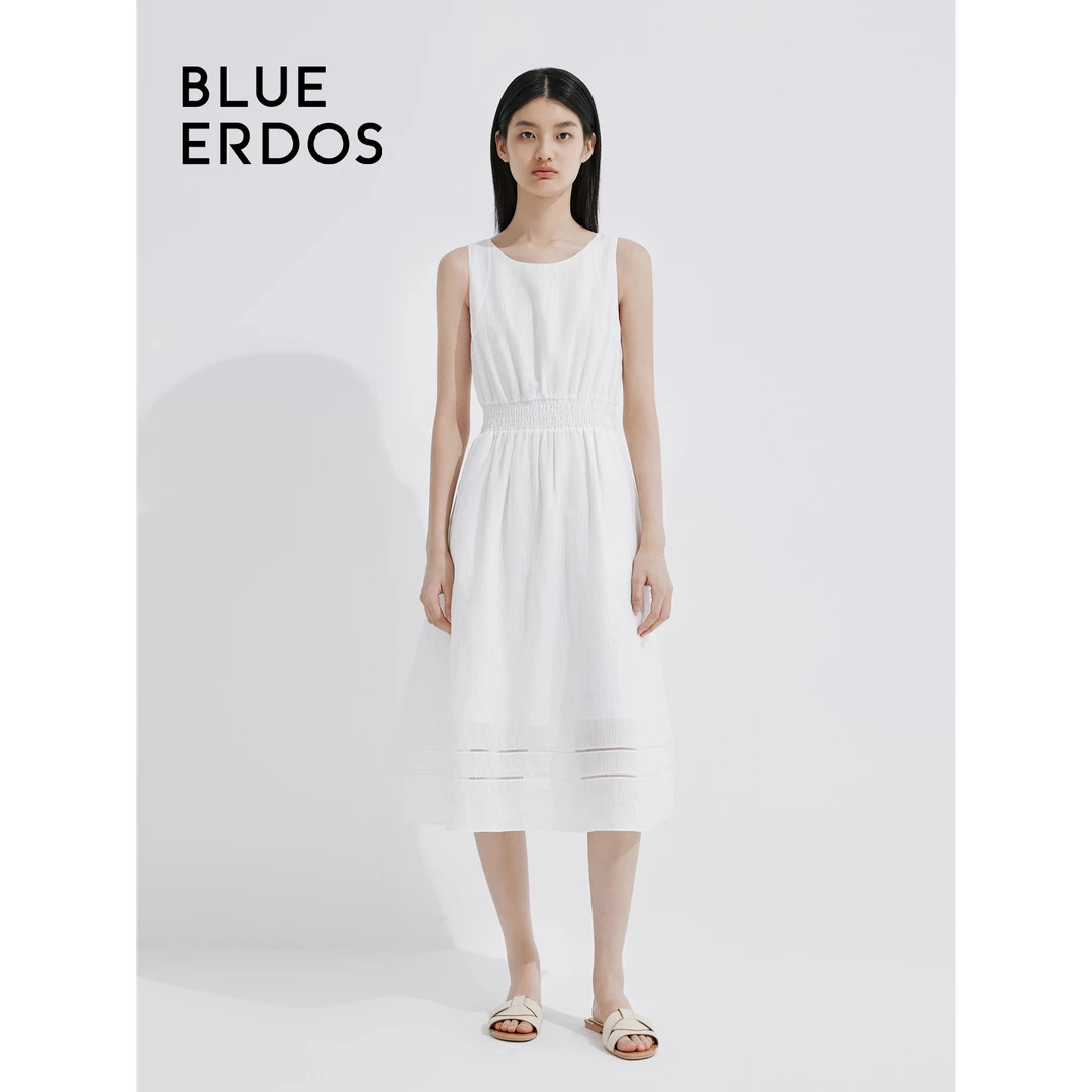 【100%苎麻】BLUE ERDOS春夏高级感纯色简约无袖连衣裙B245I4011