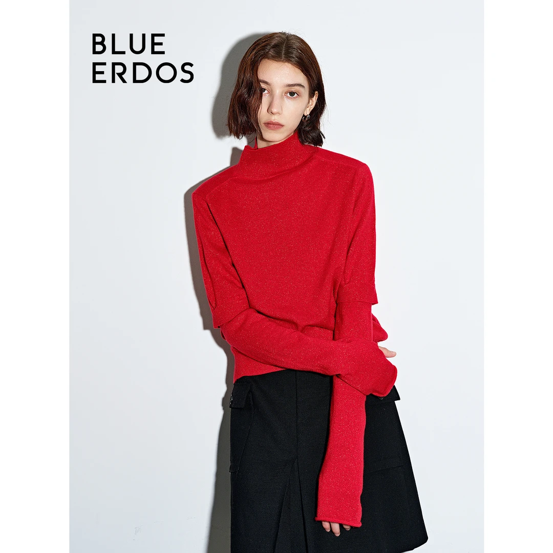 BLUE ERDOS24秋冬简约通勤可拆卸半袖高领针织套衫B246A0703