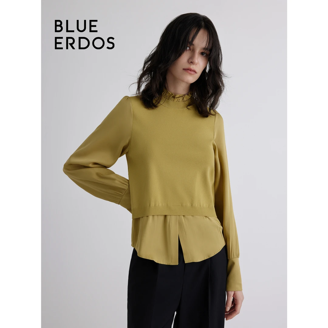 BLUE ERDOS精纺秋冬针织衫圆领女上衣长袖纯色套头时尚B236G0001