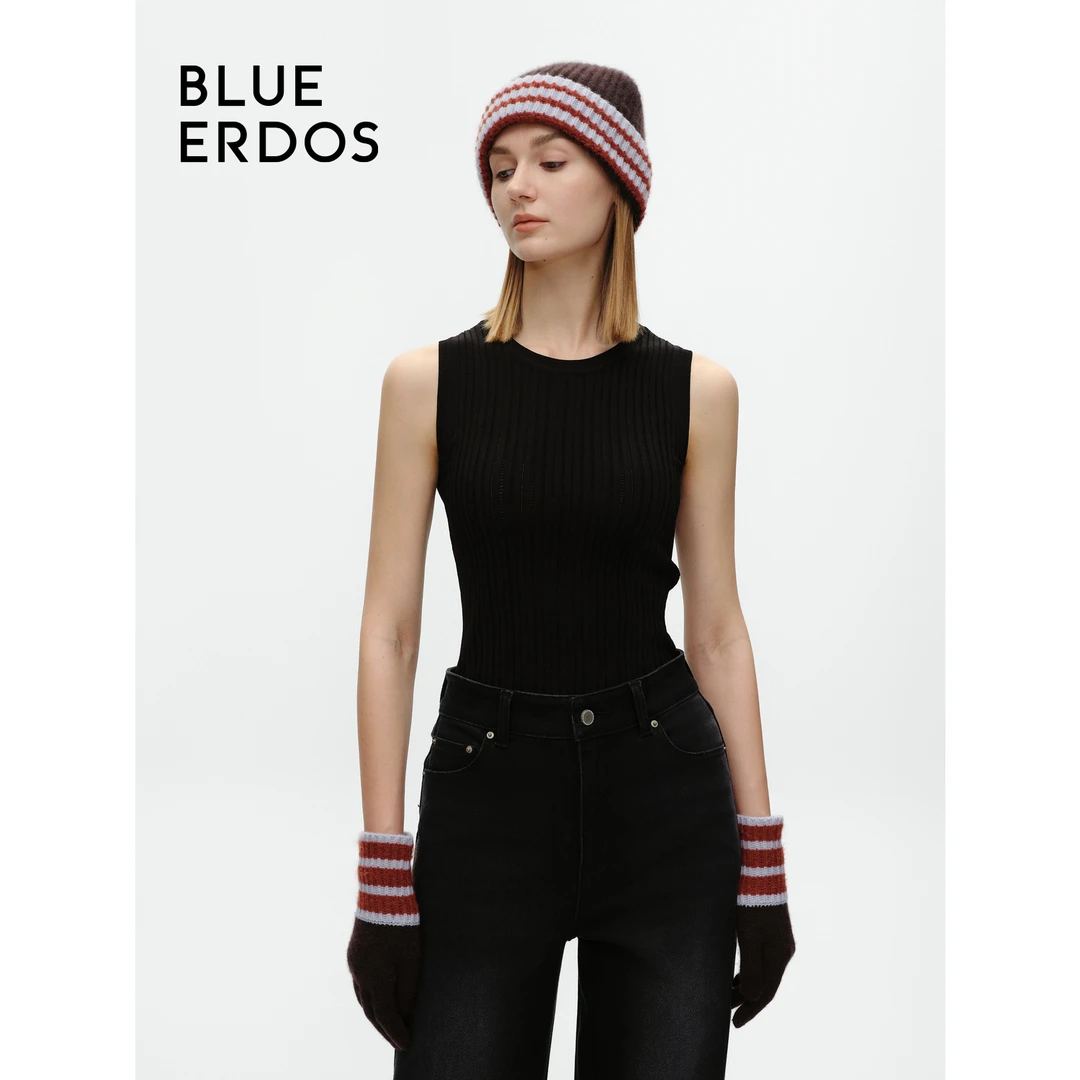 BLUE ERDOS秋冬高级感精纺修身女打底针织背心B246D2007