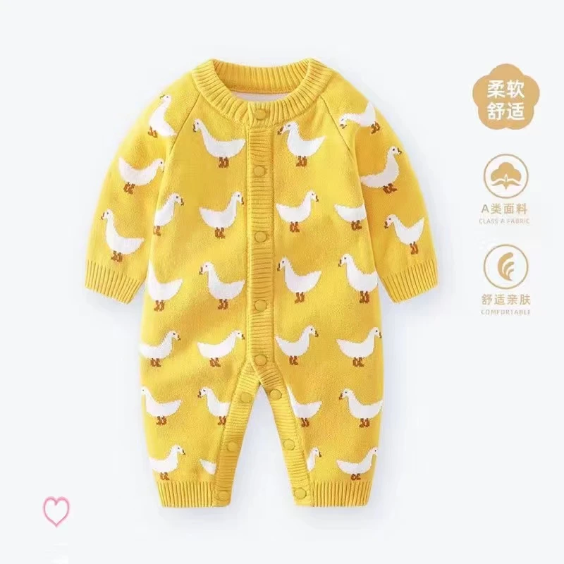 宝宝爬服毛衣连体衣针织男女婴儿衣服秋冬婴幼儿长袖保暖婴童纯棉