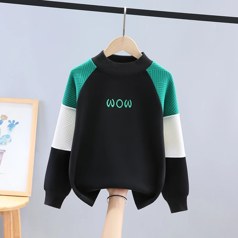 男童加绒卫衣秋冬款2023新款儿童冬季加厚中大童男孩打底炸街童装