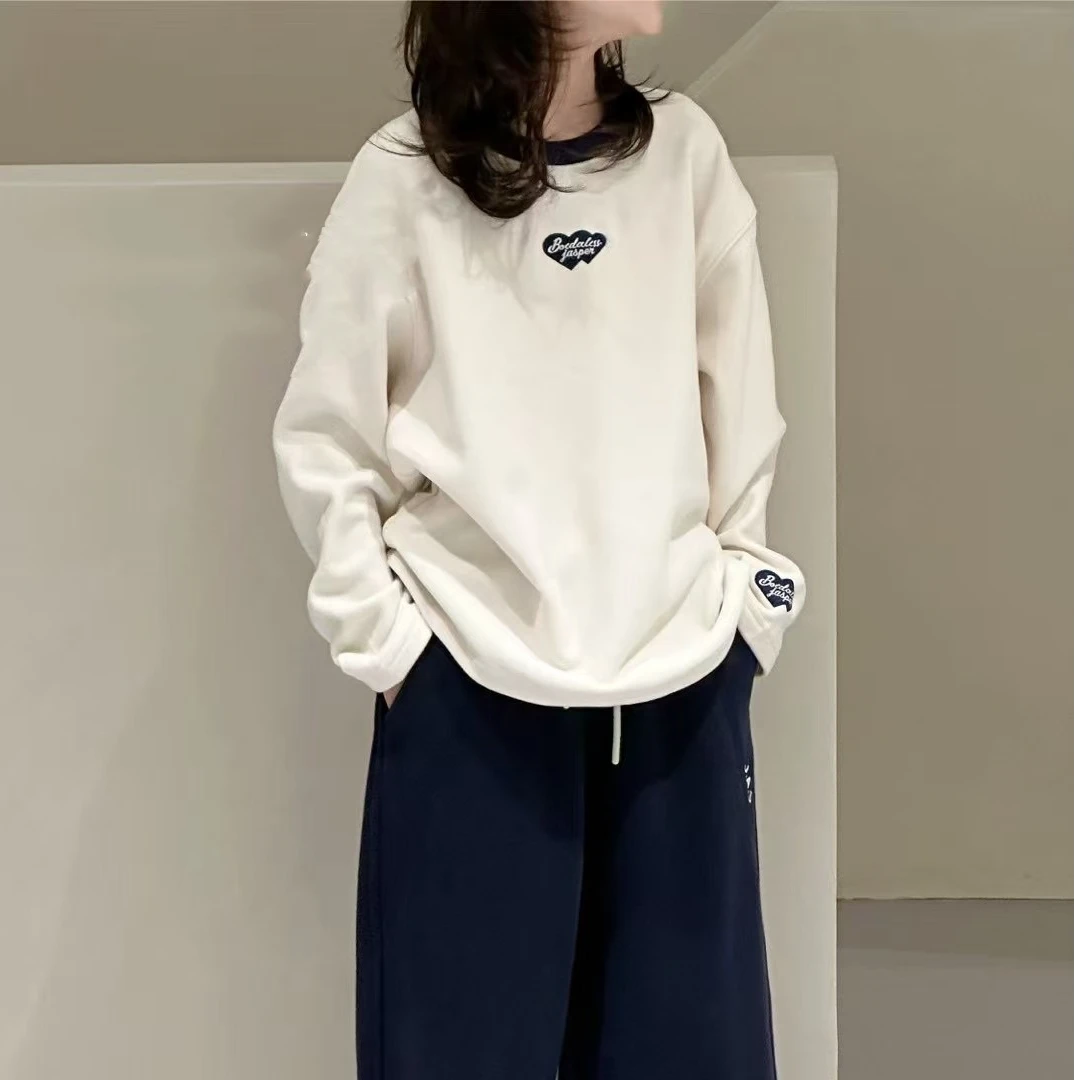 冬款男女中大童亲子爱心假两件德绒打底衫长袖T恤