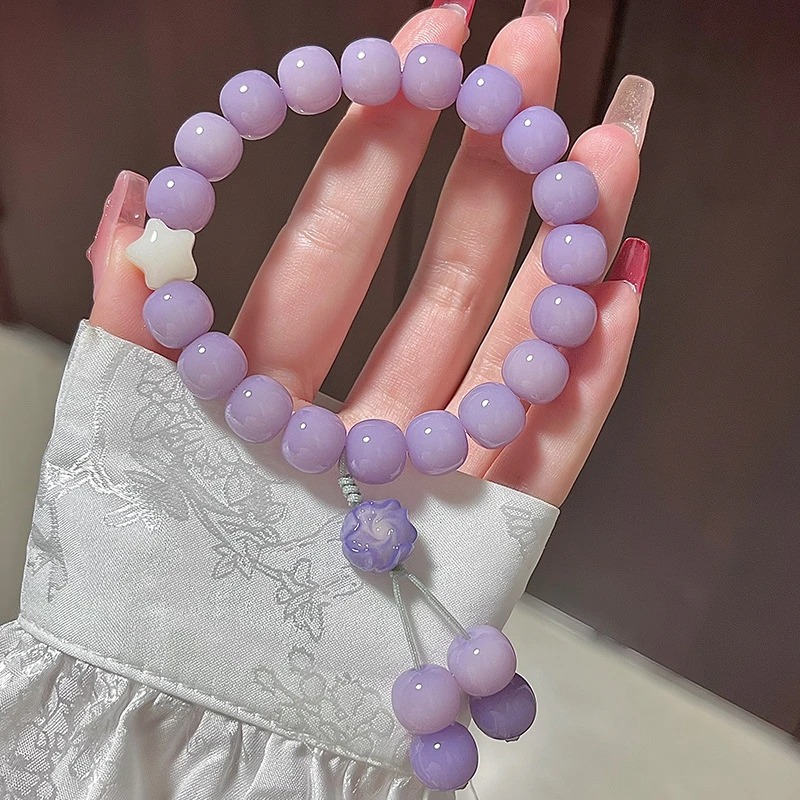 非金属木质手链 【紫菩提】天然渐变单圈手串绕指柔苹果珠盘玩礼物