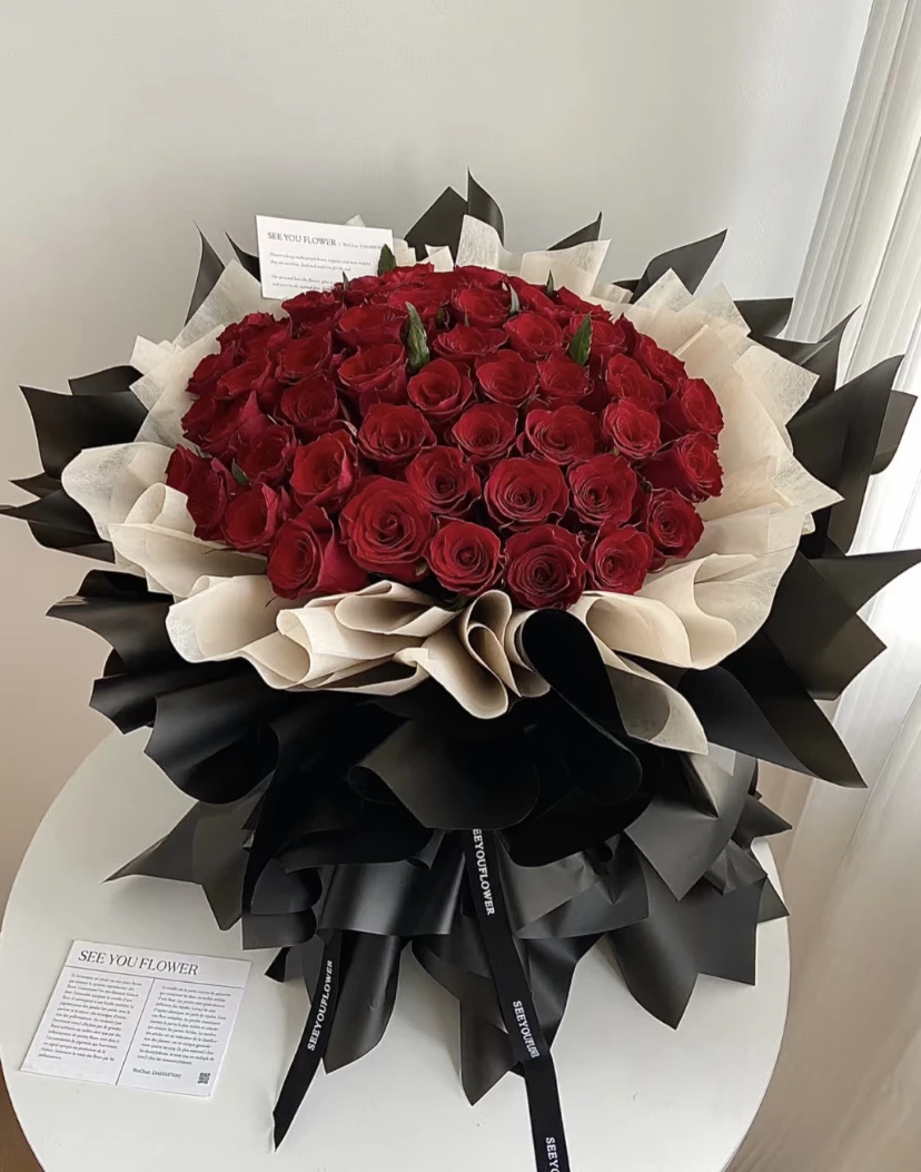 52朵红玫瑰大花束情人节礼物生日鲜花送爱人送女朋友同城配送上门