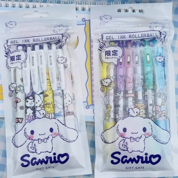 高颜值按动式中性笔0.5mm顺滑黑色笔芯帕恰狗少女心圆珠笔水