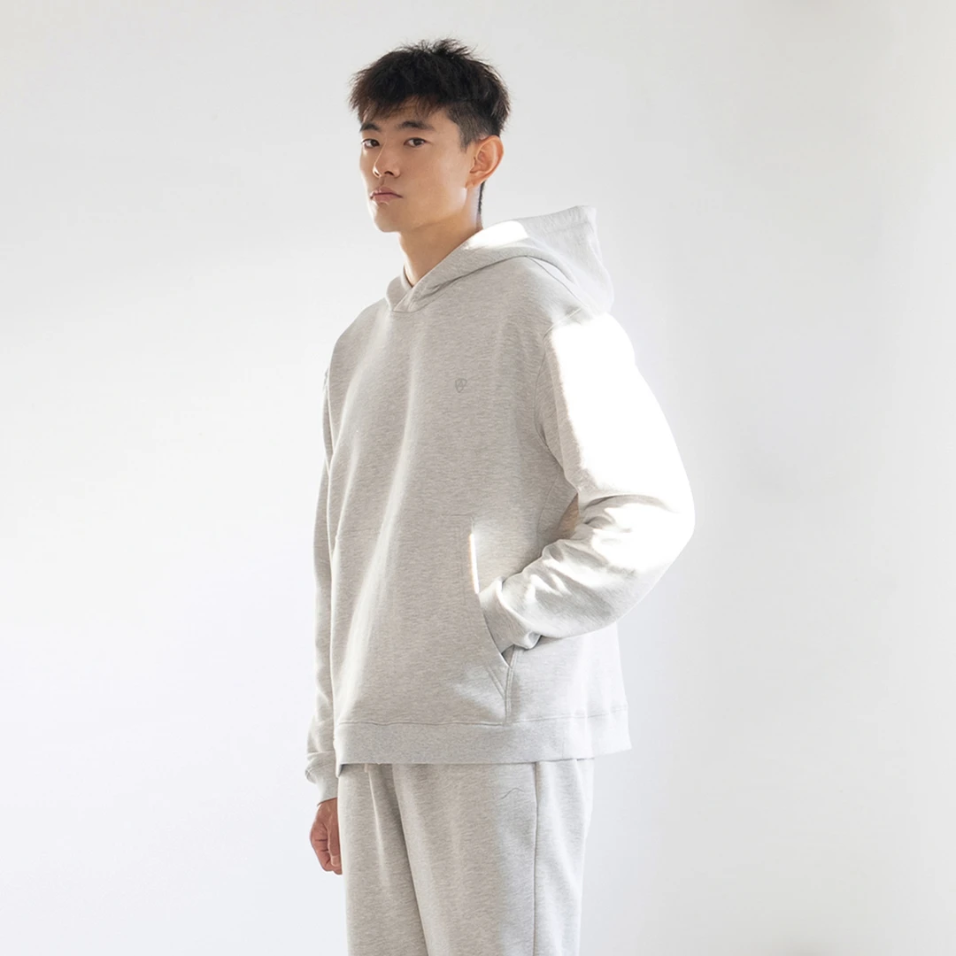 DRIOTOPIA秋冬新品拉绒帽衫男运动休闲卫衣宽松保暖套头衫纯色
