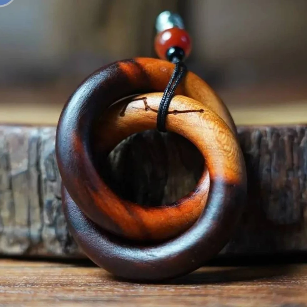 【雷击桃木已开】脖挂车挂佩戴款雷乾坤圈桃木 平安脖挂 雷击木