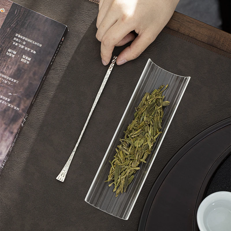 玻璃茶则茶道两件套茶匙茶拨透明玻璃茶荷茶取观茶样功夫茶具配件
