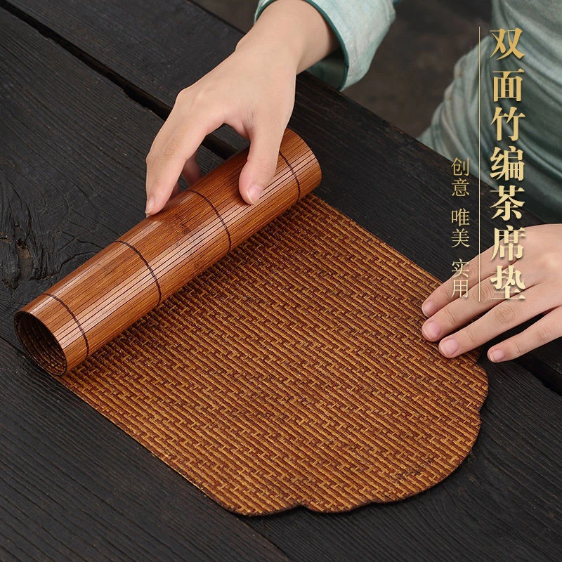 竹编茶席隔热竹席桌旗干泡席茶具配件茶旗防水新中式禅意茶https: