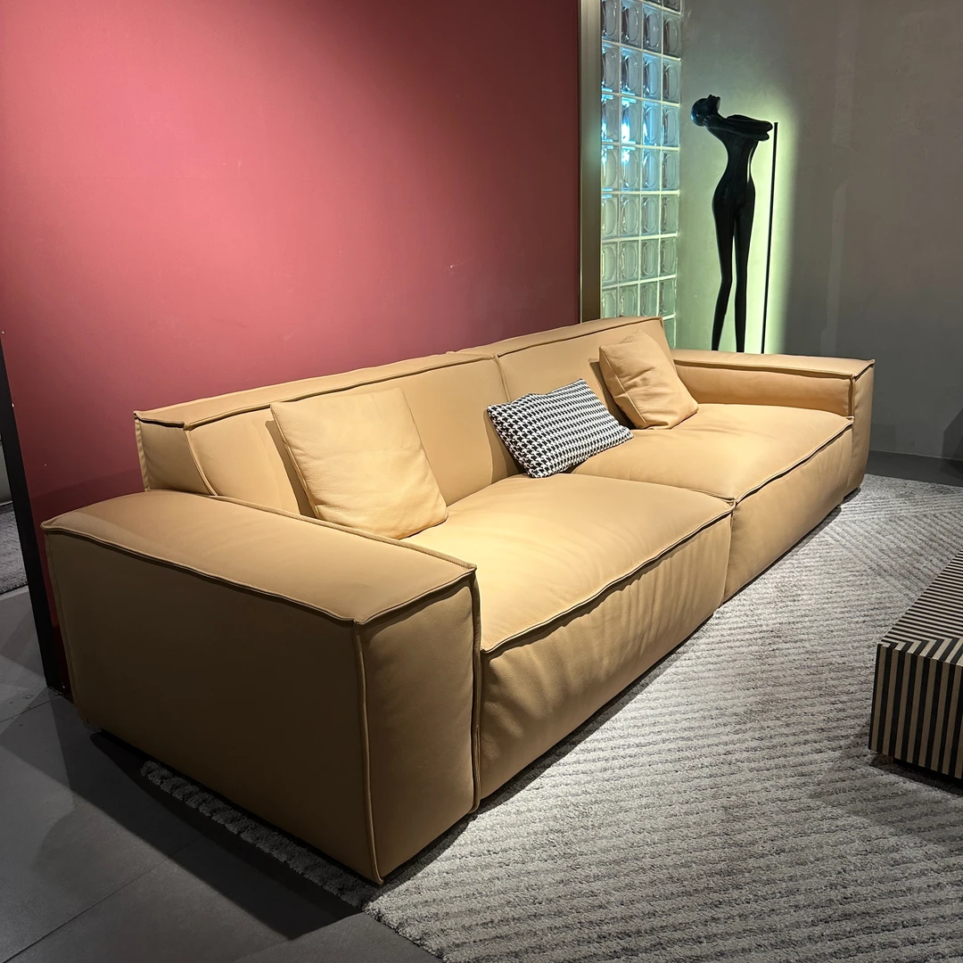 -【豆腐块沙发】矮靠背款设计师同款全真皮沙发客厅家具意式