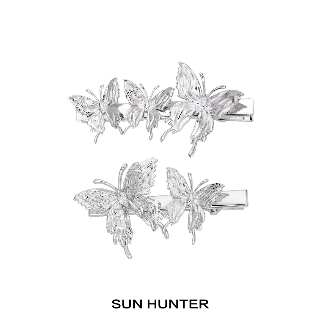 三横SUN HUNTER原创液化蝴蝶压夹小众个性
