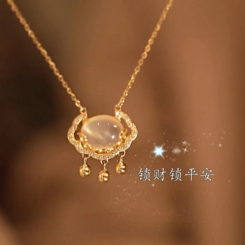 钛钢项链 祥云如意平安锁项链女小众精致气如意锁气质X817