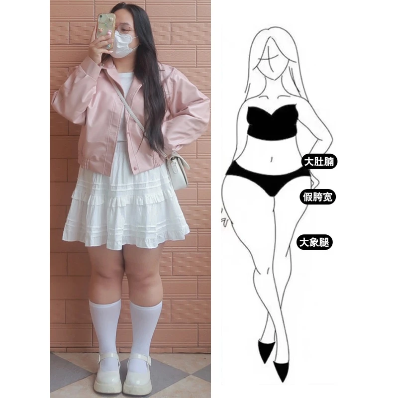 春夏微胖穿搭白色芭蕾风蛋糕裙女高腰大码梨形显瘦小个子蓬蓬短裙