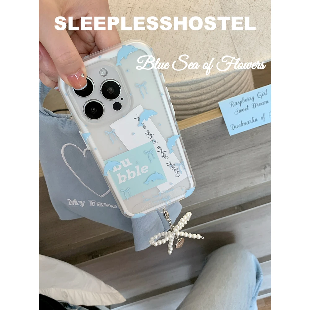 失眠招待所浪漫海豚韩国ins风imd二合一蝴蝶结适用苹果16手机壳15