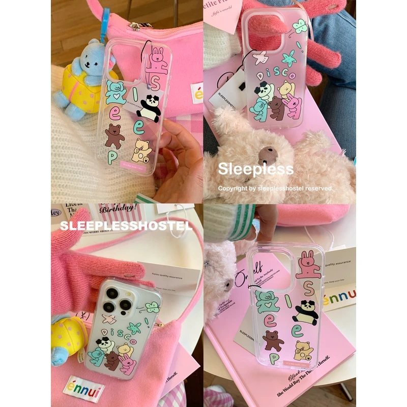 失眠招待所可爱zoo游园会韩国ins风卡通透明苹果15promax手机壳14