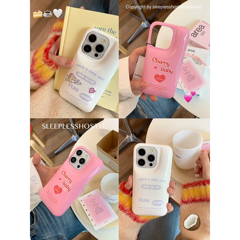 失眠招待所 温柔奶油色韩国ins风字母皮质解压肥皂壳苹果15手机壳