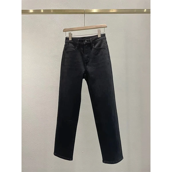 纯色时尚直筒加绒牛仔长裤0549牛仔裤女