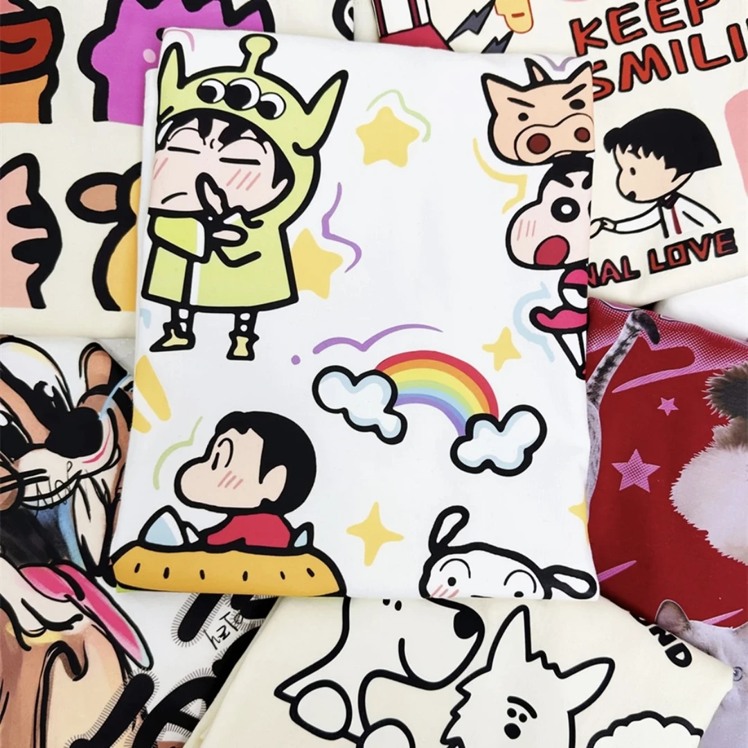 Devin【随机两件】纯棉短袖T恤卡通印花休闲时尚百搭ins风打底衫