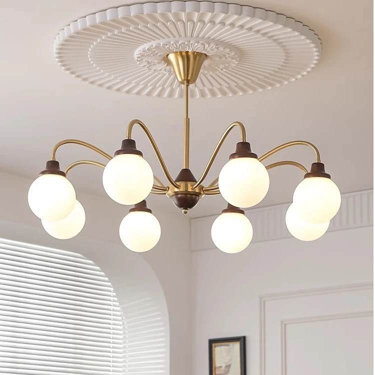 中古风法式客厅吊灯全铜侘寂风卧室餐厅灯民宿复古美式简约实木灯