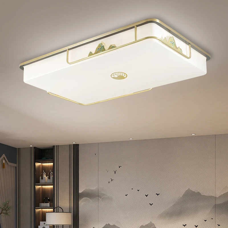 新中式吸顶灯全铜客厅灯简约卧室灯餐厅灯书房珐琅彩新款大气灯具