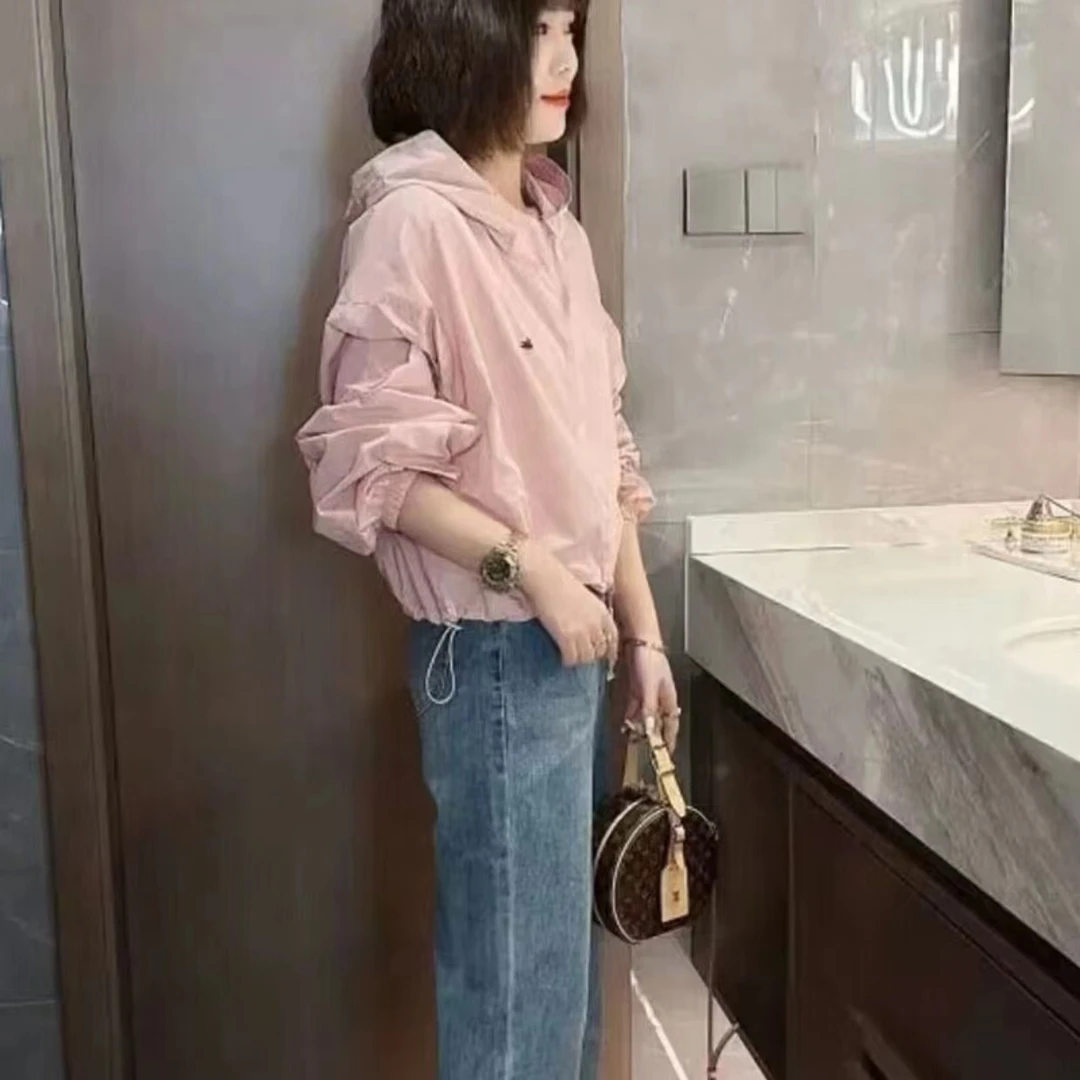 防晒衣女夏季薄款外套女短款小个子2024新款宽松百搭连帽防晒上