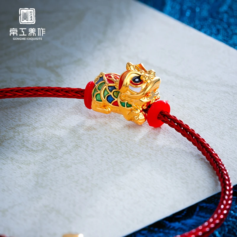 硬金手串醒狮串琅彩可爱宝宝手链红色情侣手工编绳