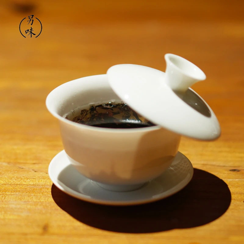 另味潮汕工夫茶杯薄胎骨瓷三才盖碗马蹄杯茶盖碗玉兰杯陶瓷蛋壳杯