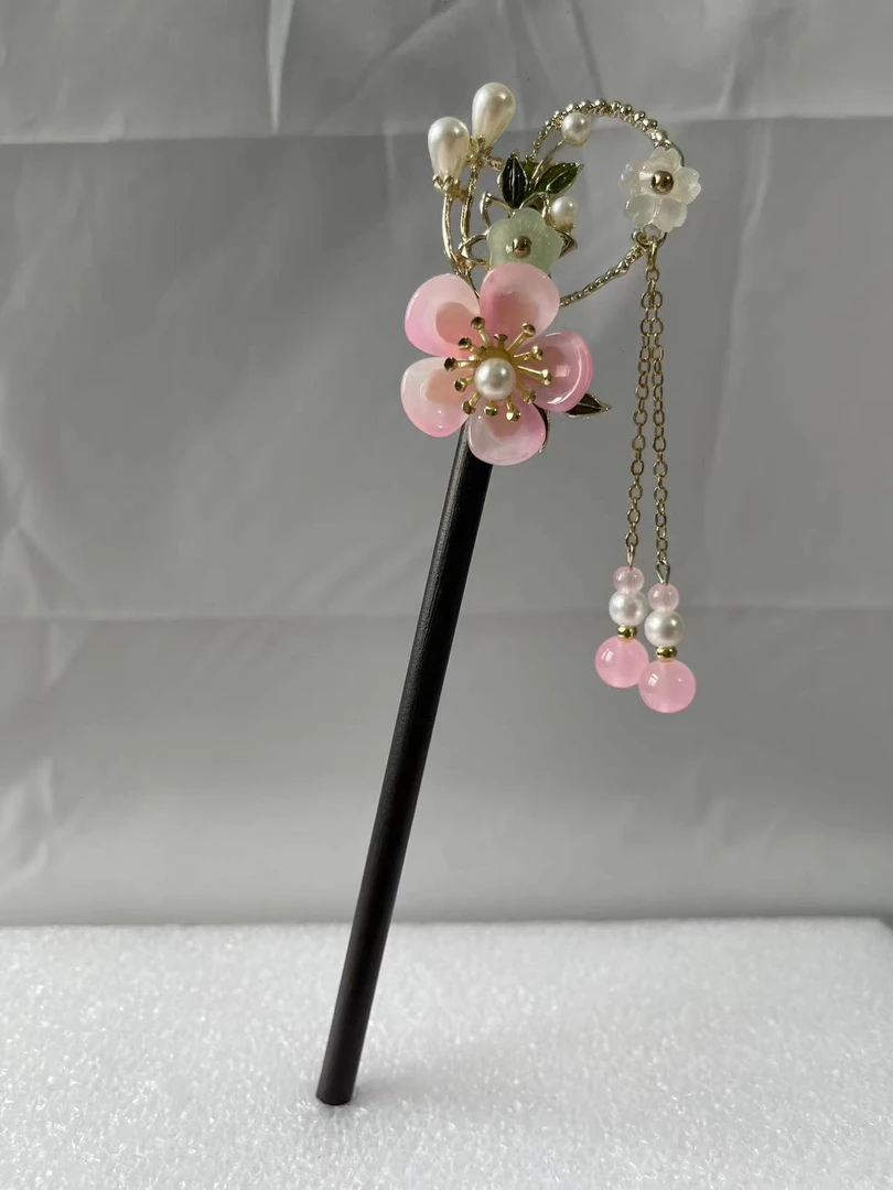 檀木杆复古中国风盘发发簪百搭古风古典发簪子简约民族风超仙簪发