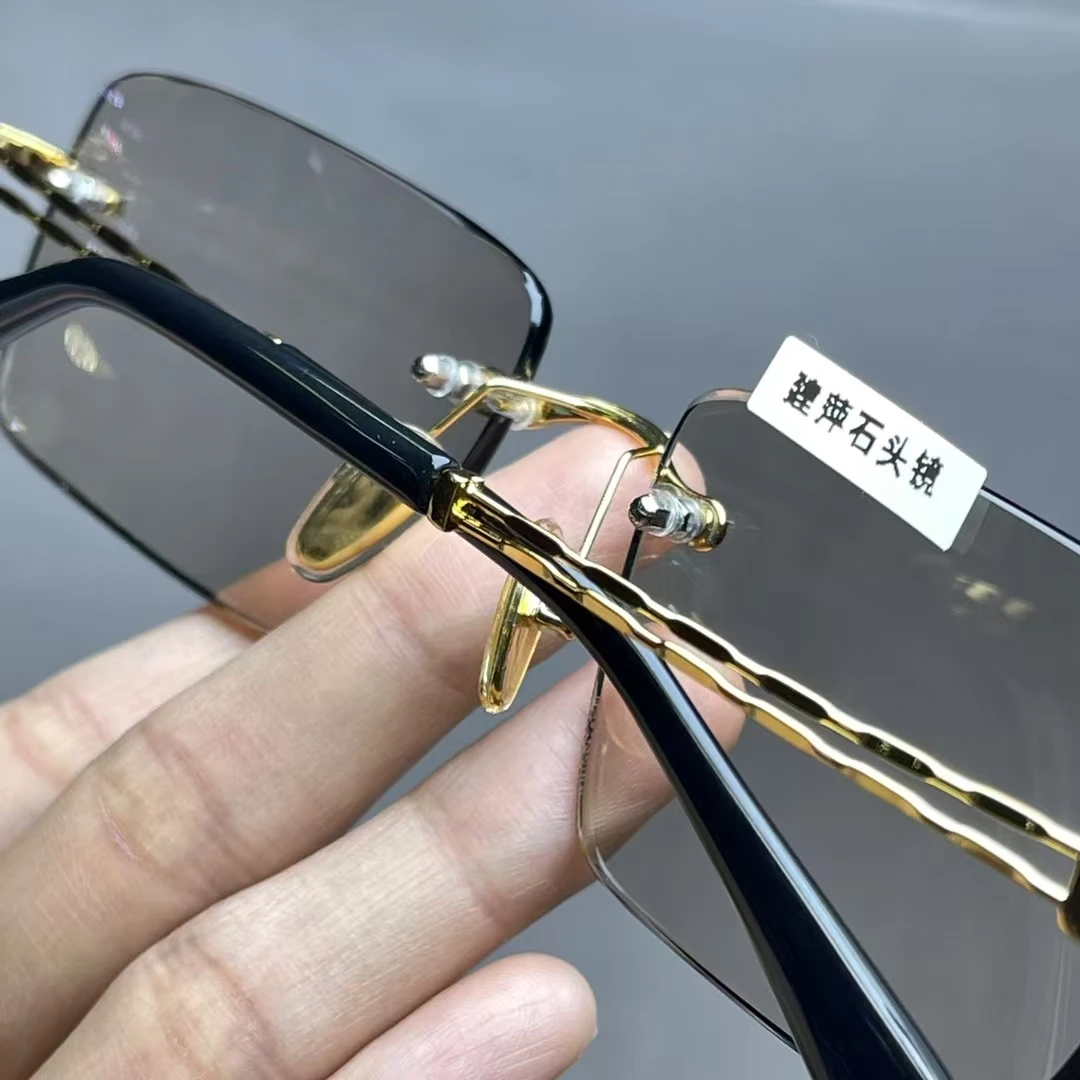 天然石头镜老料冰糖色商务石头镜