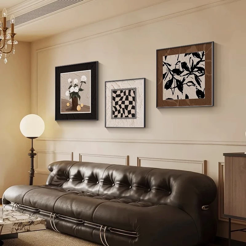 中古风客厅装饰画沙发背景墙挂画高级感餐厅抽象轻奢法式2024新款