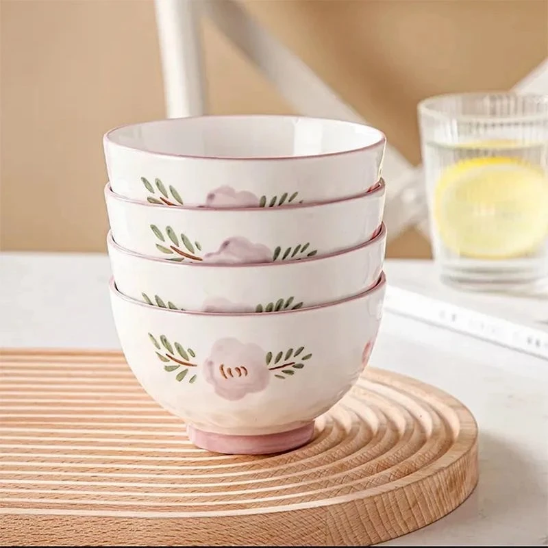 紫萱花4.5英寸米饭碗高颜值网红釉下彩陶瓷家用米饭碗汤碗面碗