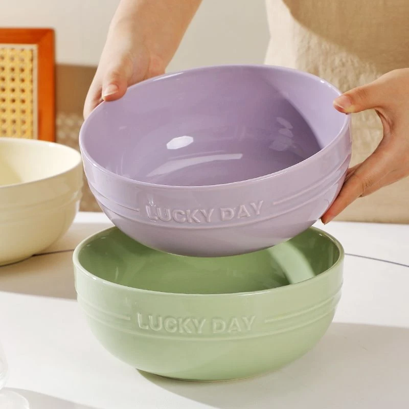 LUCKYDAY幸运8英寸大汤碗创意家用专用陶瓷大号加厚沙拉碗汤碗