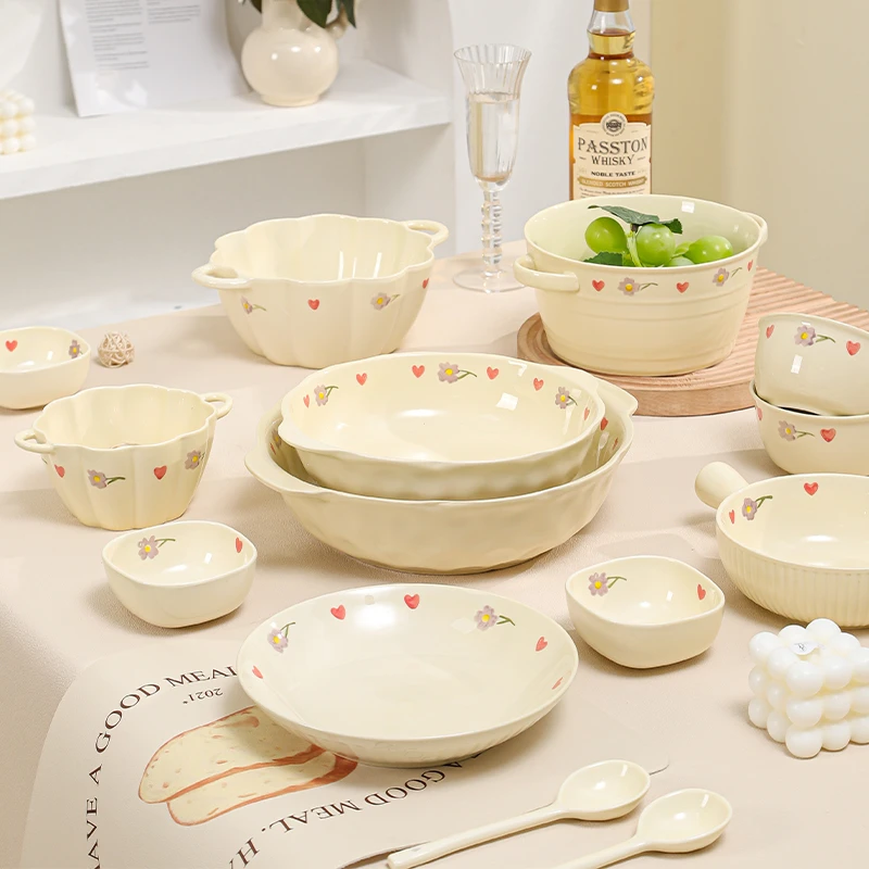 紫藤花17件套礼盒装日式家用陶瓷特别好看米饭碗勺套装餐具