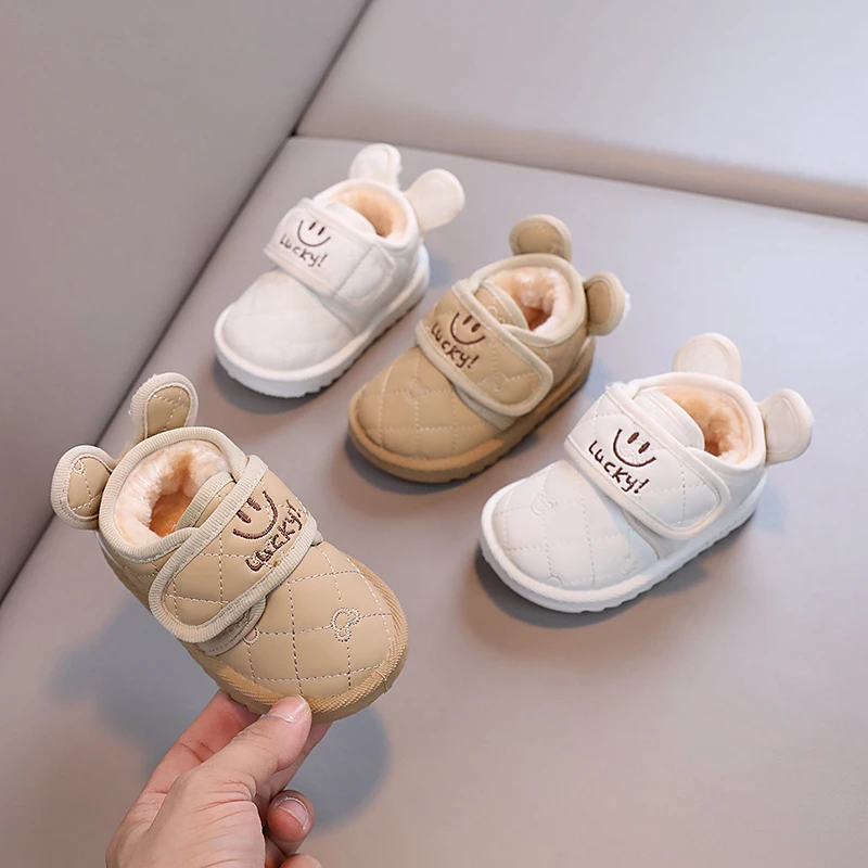 0-1-3岁宝宝冬季保暖加绒棉鞋儿童男宝女宝软底学步鞋加厚雪地靴