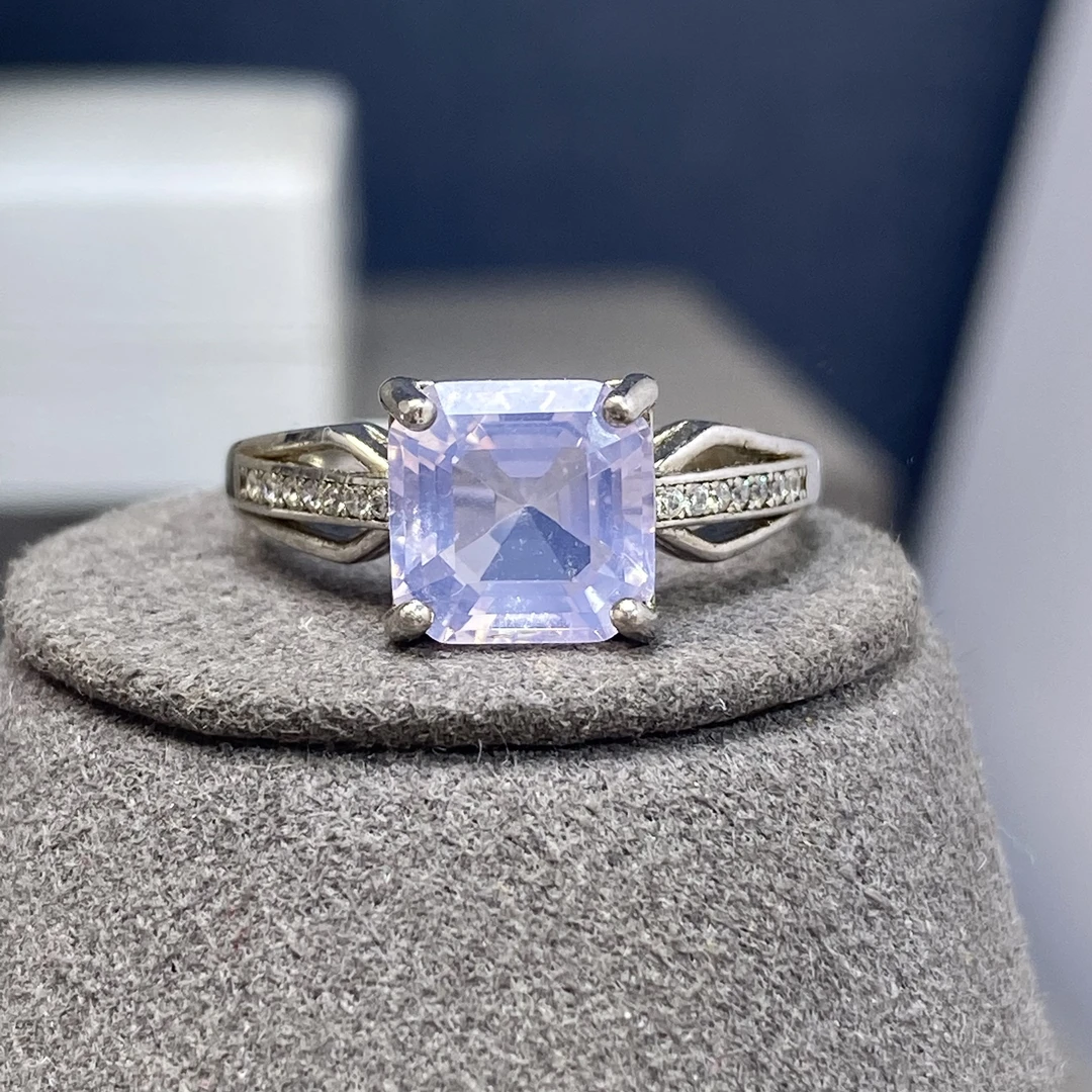 【恋禧珠宝】天然薰衣草方形个性时尚款戒指S925