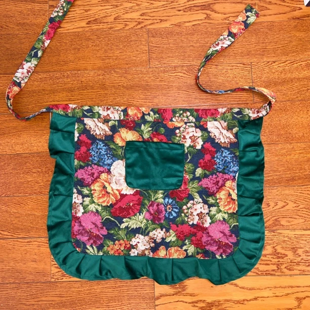 复古风花卉围裙布艺氛围感围裙防脏隔油家居围腰奶茶店工作服