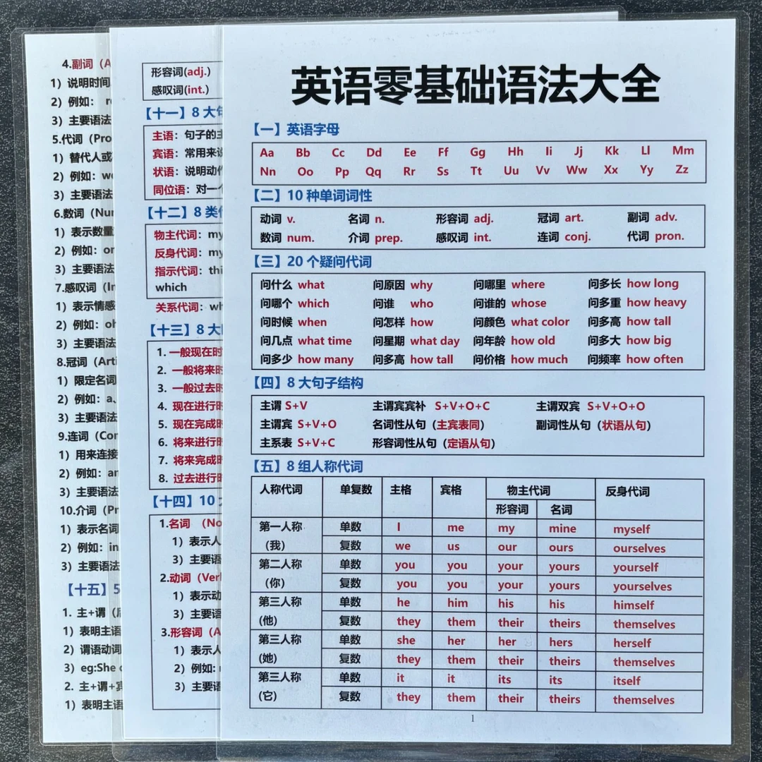 3-9年级英语零基础语法大全教辅资料学习必备背诵益智专项训练卡