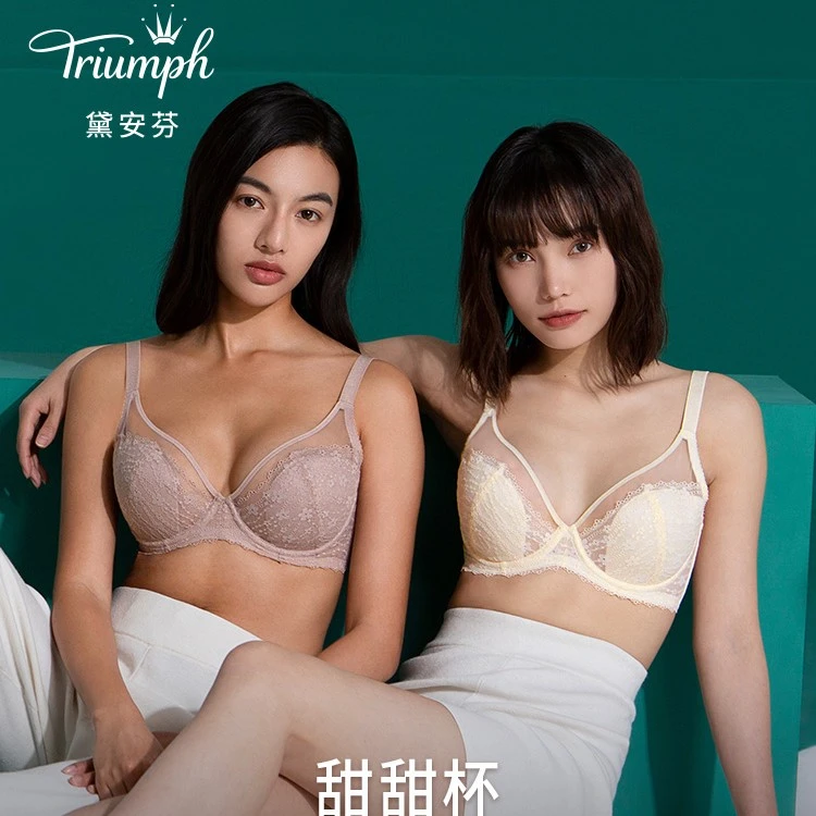 Triumph/黛安芬甜甜杯大胸显小高档不跑杯轻薄款蕾丝文胸 E004199