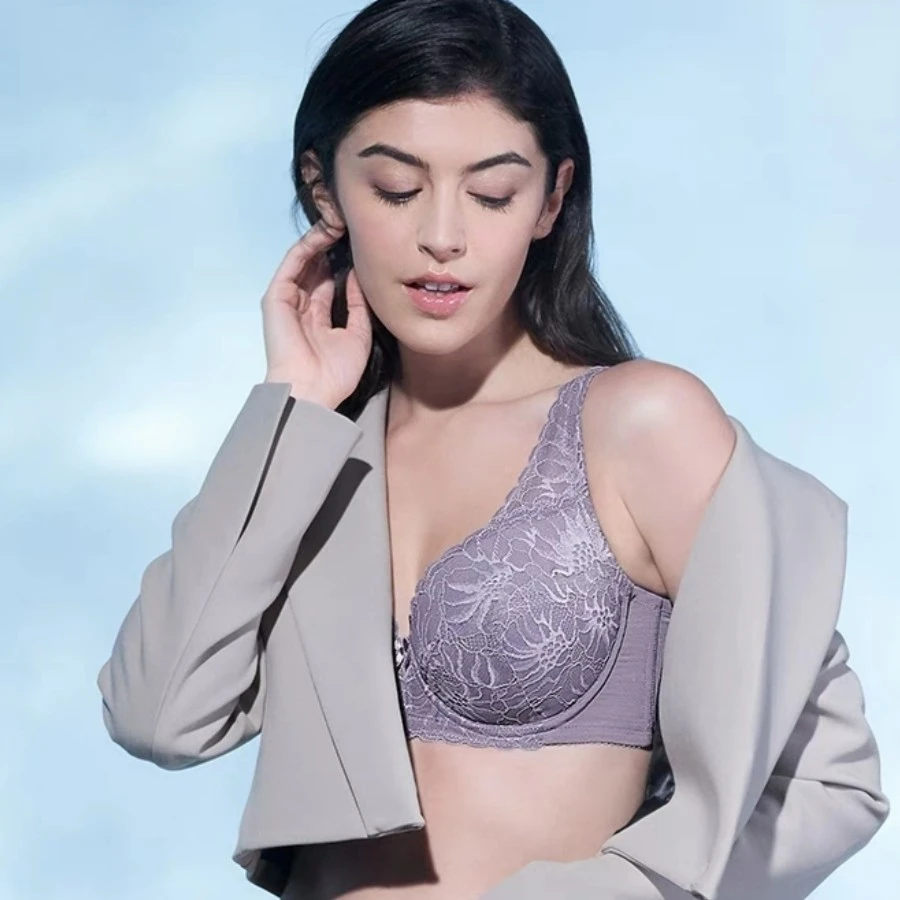 Triumph/黛安芬大胸秋季性感薄款蕾丝透气收副乳女士文胸 16-8741