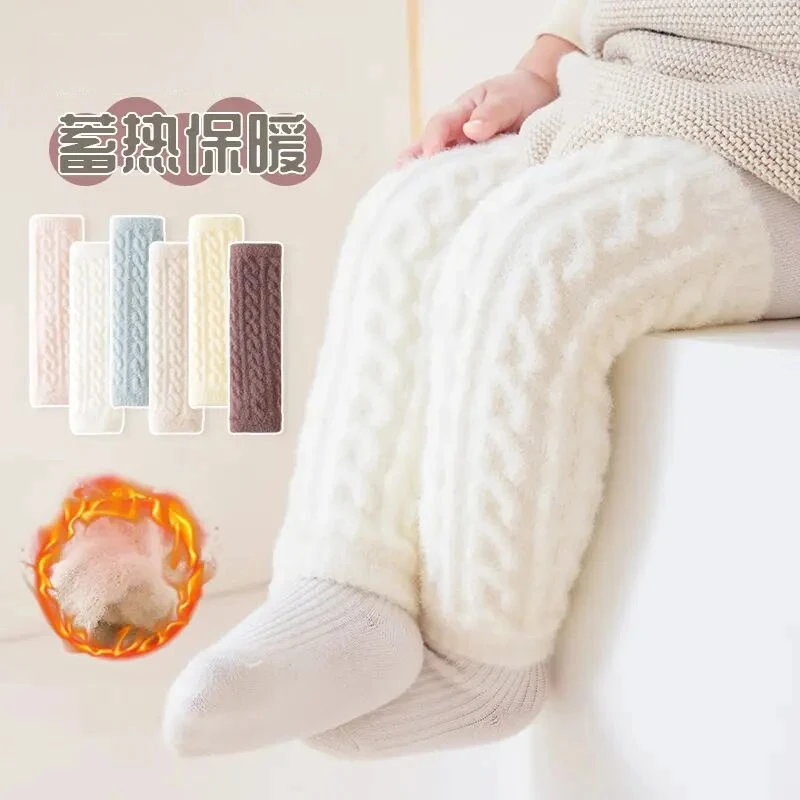 婴儿护膝秋冬季加绒加厚婴幼儿换尿不湿神器长筒宝宝护腿袜套Q355