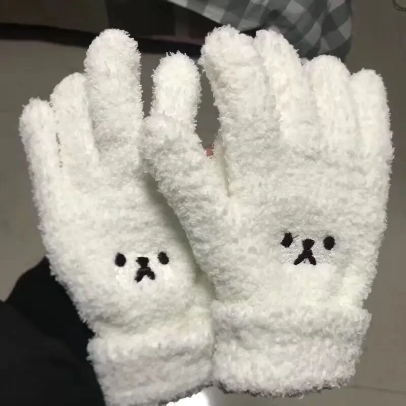 软糯小熊手套ins少女学生骑车毛绒手套冬季保暖情侣手套女友Q038