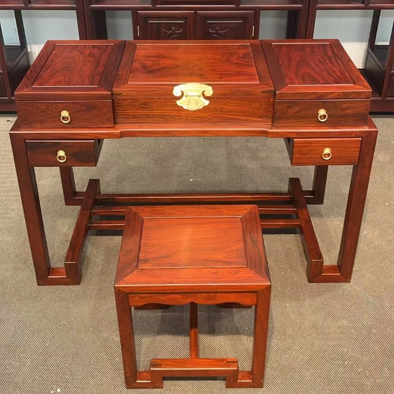 实木新古典简约小方凳化妆台整套别墅办公室家用带抽禅意储物收纳