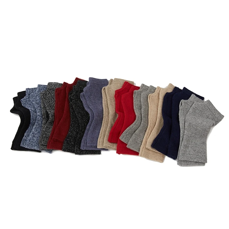 超值好货100%山羊绒女士针织半指手套秋冬保暖露指骑行开车手臂套