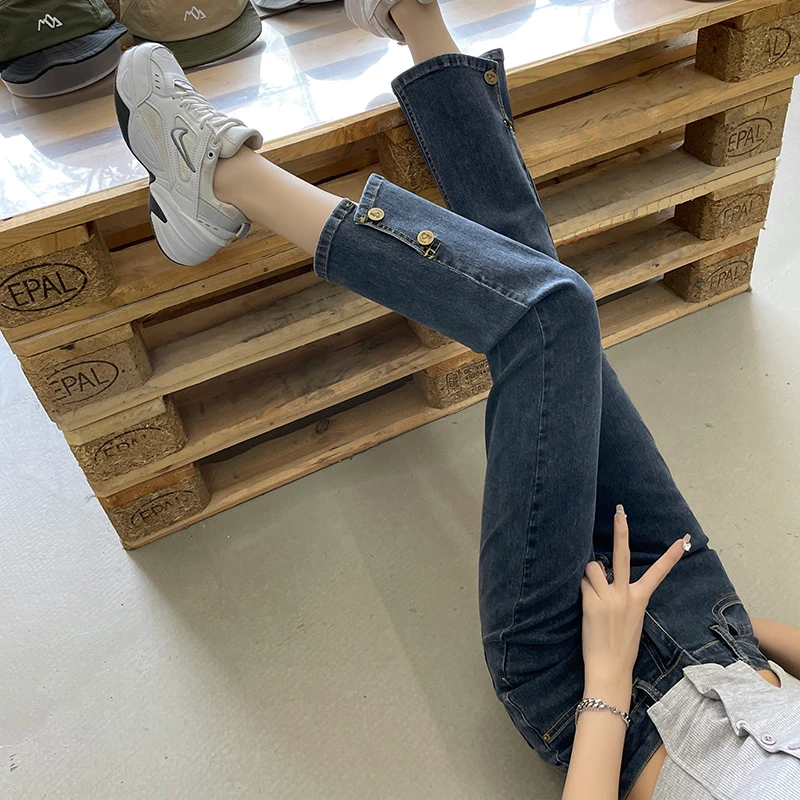 直筒牛仔裤女小个子高腰显瘦九分裤2023春季新款弹力八分裤烟管裤