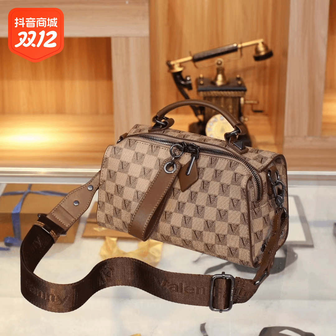 华伦·梵妮华伦梵妮时尚经典波士顿单肩枕头包圆筒棋盘格斜跨8056
