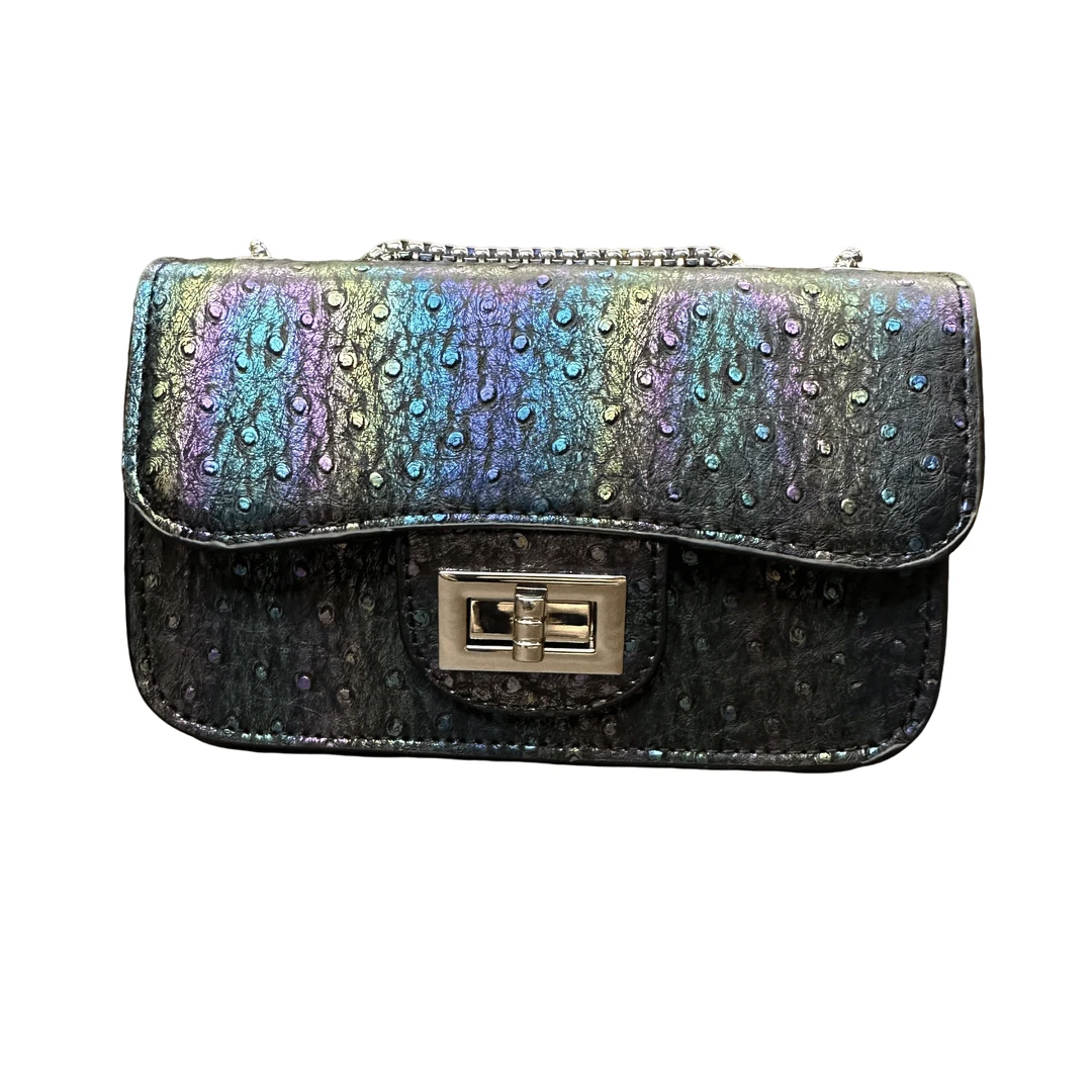 WATIFUN【2024无撞款设计版高定女包】秀款炫彩鸵鸟单肩手提包V2442